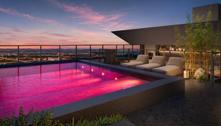 Perspectiva da Pink Pool no Ryokan Flamboyant (Créditos - Divulgação Sousa Andrade Construtora)